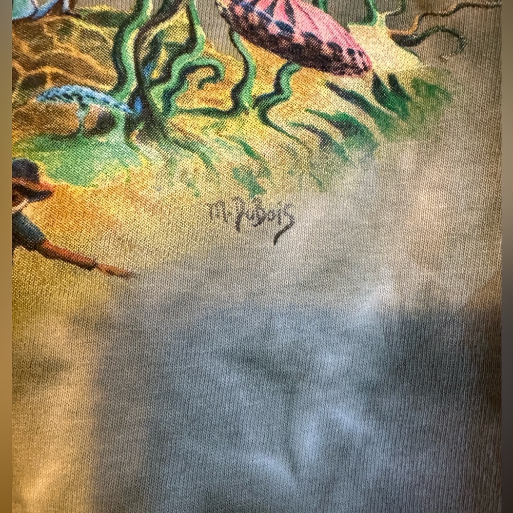 Boho Tie-Dye Tree Graphic Poncho Top in Teal and Brown - Picture 5 of 7